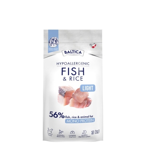 BALTICA - NUTRACEUTIC - hipoalergiczna karma ryba z ryżem M 3kg LIGHT