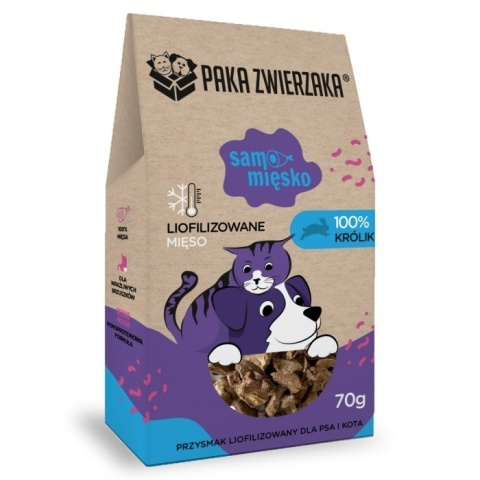 Paka Zwierzaka - Przysmak liofilizowany - Samo Mięsko KRÓLIK 70g