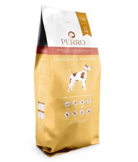 Perro - Cielęcina z batatmi dla psów dorosłych średnich i dużych ras 12kg