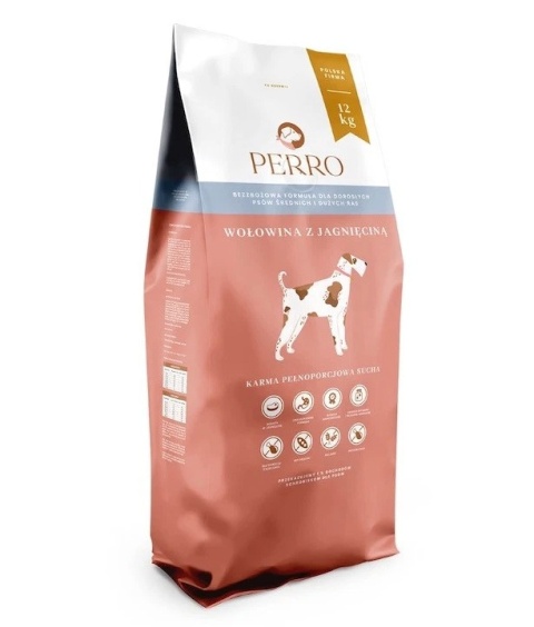 Perro - Wołowina z jagnięciną dla psów dorosłych średnich i dużych ras 12kg