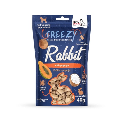 Syta Micha - FREEZY - Liofilizowane przysmaki dla psa Królik z papają 40g