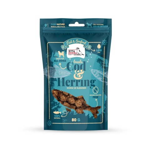 Syta Micha - Fish & Seafood - Przysmaki z dorszem i śledziem 80g