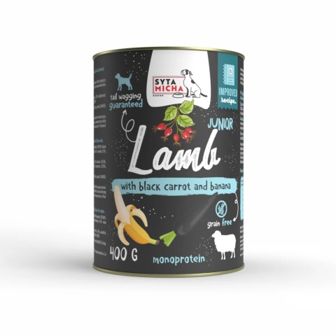 Syta Micha - Jagnięcina z czarną marchwią i bananem 400g Junior