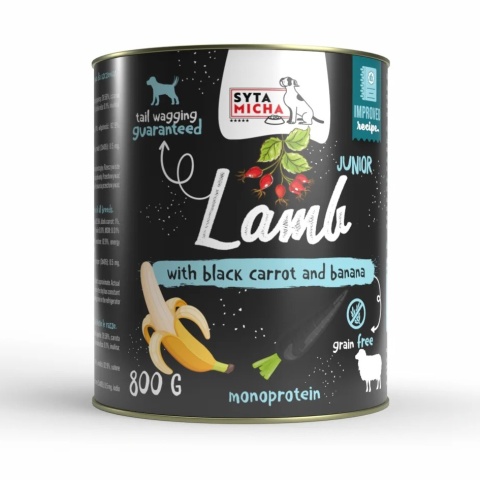 Syta Micha - Jagnięcina z czarną marchwią i bananem 800g Junior
