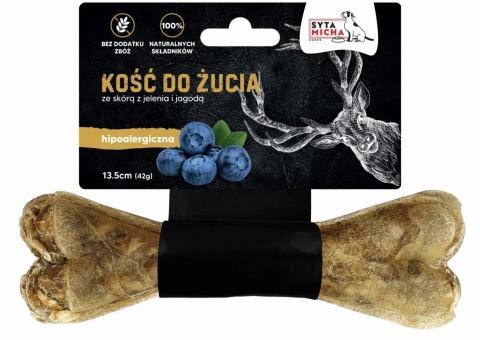 Syta Micha - Kość do żucia dla psa hipoalergiczna jeleń z jagodami 13,5cm