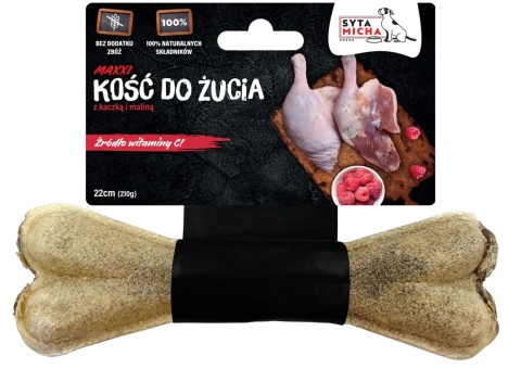 Syta Micha - Kość do żucia dla psa z kaczką i malinami 22cm MAXXI