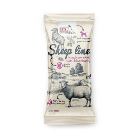 Syta Micha - Sheep Line - Kość do żucia Owca w skórze łososia z jeżyną 12cm
