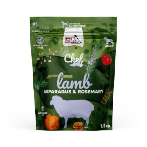 Syta Micha - Sucha karma dla dorosłego psa Jagnięcina, szparagi i rozmaryn 1.5kg