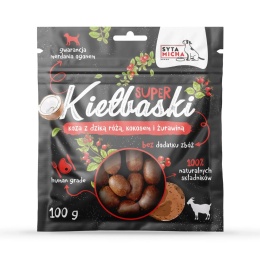 Syta Micha - Super kiełbaski z kozą, dziką różą i kokosem 100g