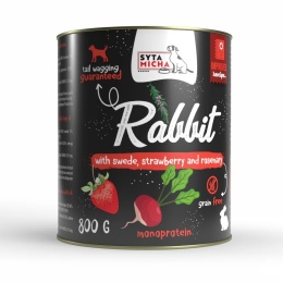 Syta Micha - królik z brukwią, truskawką i rozmarynem dla dorosłych psów 800g