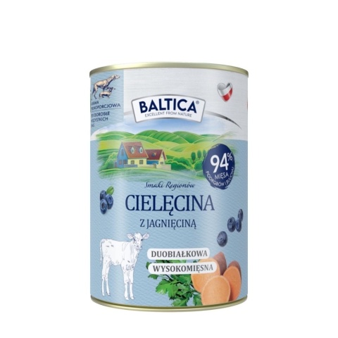 BALTICA - Cielęcina z jagnięciną - mokra karma dla psów dorosłych 400g