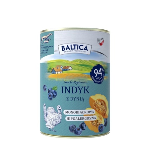 BALTICA - Indyk z dynią - mokra karma dla psów dorosłych 400g