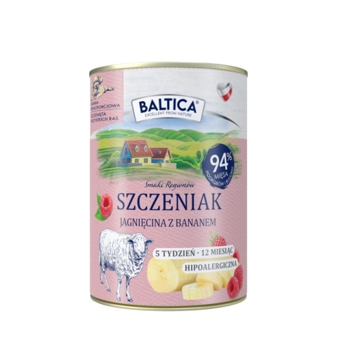 BALTICA - Jagnięcina z bananem - mokra karma dla szczeniąt 400g