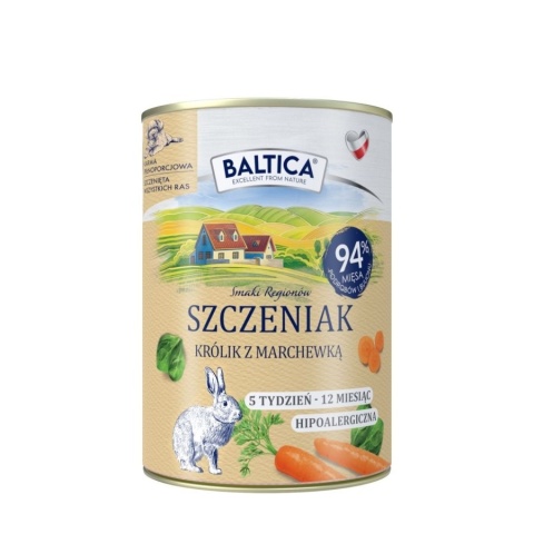 BALTICA - Królik z marchewką - mokra karma dla szczeniąt 400g