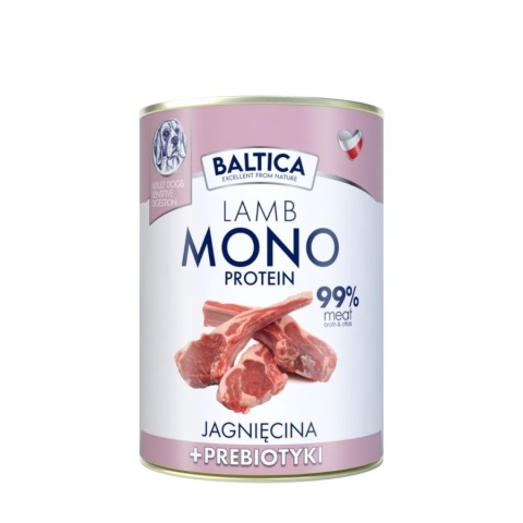BALTICA - MONO - Jagnięcina z prebiotykami mokra karma dla psów dorosłych 400g
