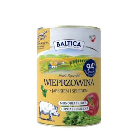 BALTICA - Wieprzowina z jabłkiem - mokra karma dla psów dorosłych 400g