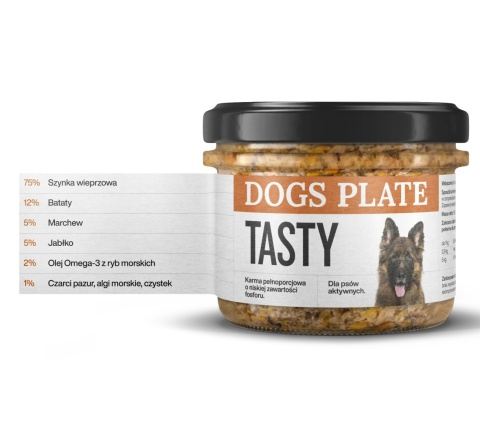 Dogs Plate Tasty - Karma mokra dla psa monobiałkowa z szynki wieprzowej 180g