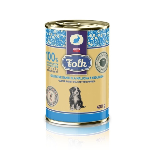 FOLK Junior - Delikatne danie z królikiem - Karma mokra dla szczeniąt 400g