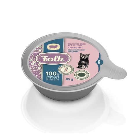FOLK Kitten - Delikatne danie z jagnięciny - Karma mokra dla kociaka szalka 85g