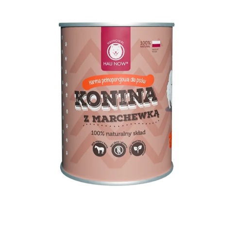 Hau Now - Mokra karma dla psa monobiałkowa konina z marchewką 400g
