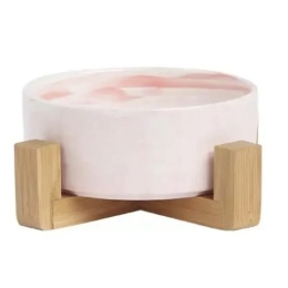 Miska ceramiczna dla psa 850ml - marmurowa - różowy
