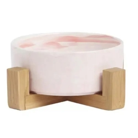 Miska ceramiczna dla psa 850ml - marmurowa - różowy