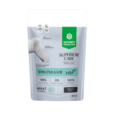 NP SC White Dogs Grain Free - karma mokra dla psa Filety z białych ryb z dodatkiem krylu 85g saszetka