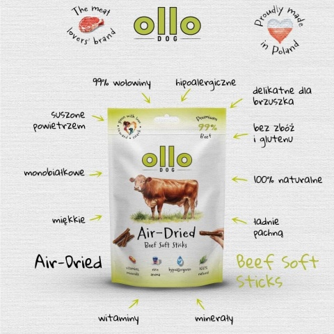 Ollo Air-Dried Beef Soft Sticks - Przysmaki dla psa z Wołowiny 80g
