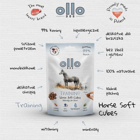 Ollo Air-Dried Training Horse Cubes - przysmaki treningowe dla psa z koniny 80g