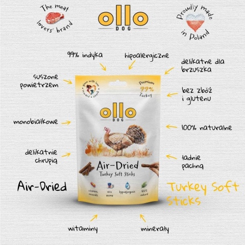 Ollo Air-Dried Turkey Soft Sticks - Przysmaki dla psa z Indyka 80g