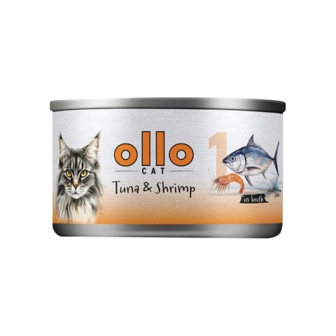 Ollo Cat - nr 1 Tuńczyk i Krewetki - Uzupełniająca karma mokra dla kota w bulionie 70g