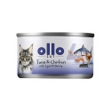 Ollo Cat - nr 4 Tuńczyk i Kurczak z Kałamarnicą i Krewetkami - Uzupełniająca karma mokra dla kota w bulionie 70g