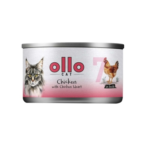 Ollo Cat - nr 7 Kurczak i Serca z Kurczaka - Uzupełniająca karma mokra dla kota w bulionie 70g