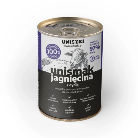 Uniszki - UNIsmak jagnięcina z dynią - karma mokra dla psa 410g
