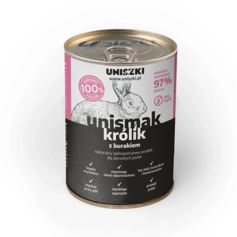 Uniszki - UNIsmak królik z burakiem - karma mokra dla psa 410g