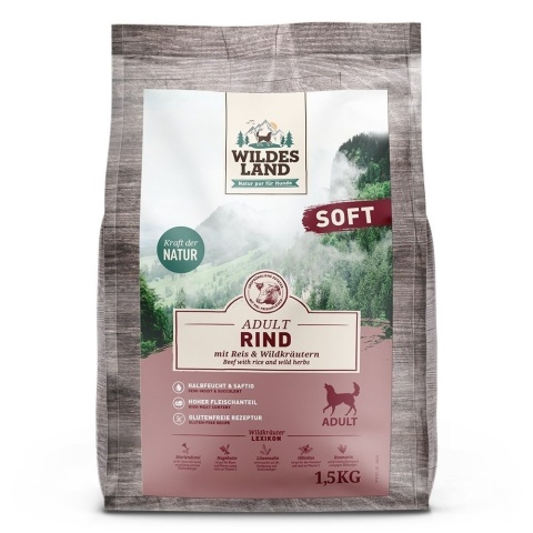 WILDES LAND DOG - Wołowina - półwilgotna karma dla psa 1,5kg
