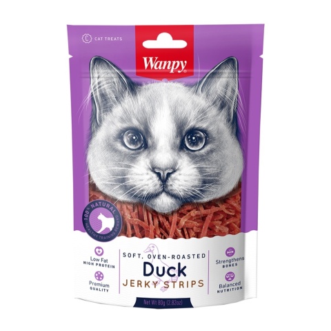 Wanpy - Duck Jerky Strips - miękkie paski z kaczki dla kota 80g