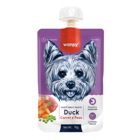 Wanpy - Pasta dla psa z kaczką, marchewką i groszkiem 90g
