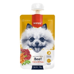 Wanpy - Pasta dla psa z wołowiną, marchewką i groszkiem 90g