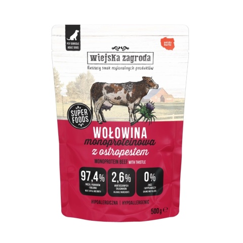 Wiejska Zagroda - Karma mokra dla psa Monobiałkowa Wołowina 500g