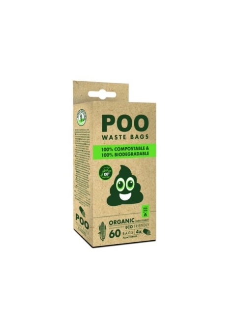 POO 100% Compostable & Biodegradable - kompostowalne woreczki na odchody 60szt.