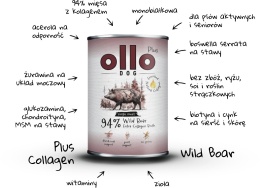 Ollo Plus Kolagen Dzik - Karma mokra dla psa 800g