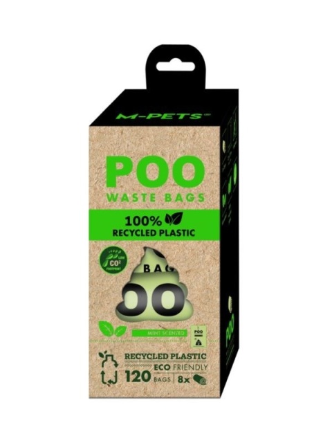 POO 100% Recycled Plastic - Woreczki na odchody z recyklingu MIĘTA 120szt.