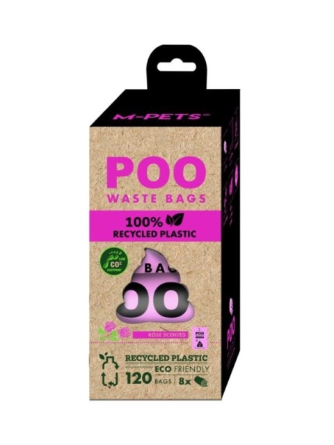 POO 100% Recycled Plastic - Woreczki na odchody z recyklingu RÓŻA 120szt.