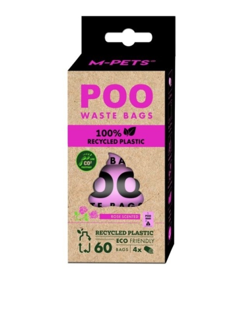 POO 100% Recycled Plastic - Woreczki na odchody z recyklingu RÓŻA 60szt.