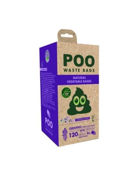 POO - Woreczki na odchody ze skrobi kukurydzianej LAWENDA 120szt.